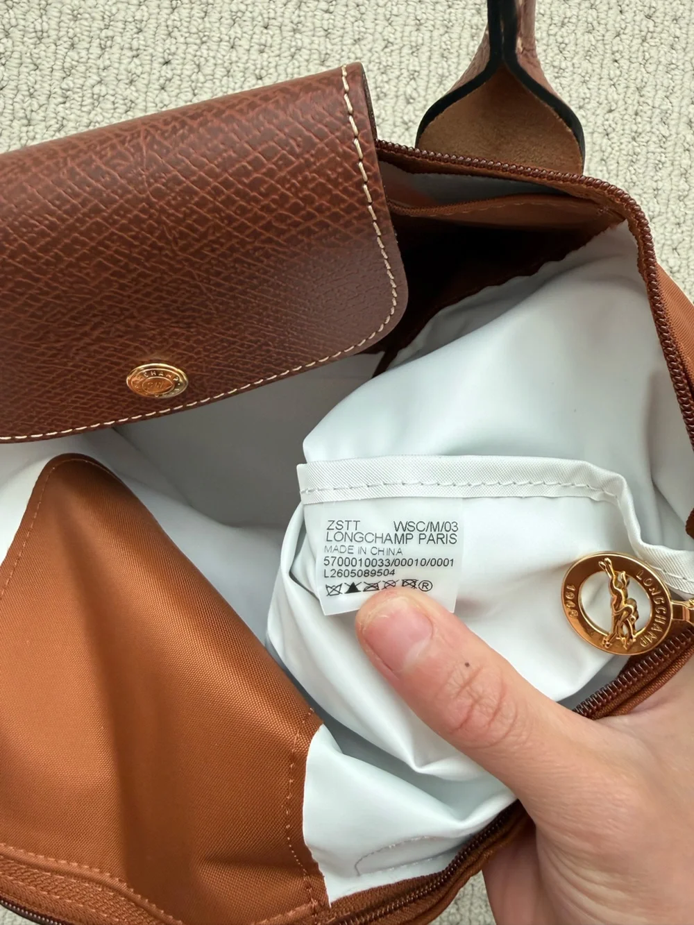 LE PLIAGE ORIGINAL M TOTE BAG Cognac - Recycled canvas NWT - Picture 11 of 11